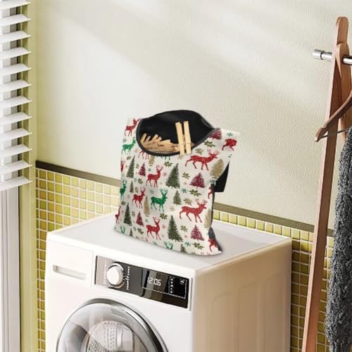 Christmas Deer Hanging Peg Bag, Heavy Duty Clothespin Storage - Image 3