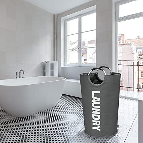 DOKEHOM 125L X-Large Laundry Basket Bag, Collapsible Tall Hamper, Dark Grey - Image 7