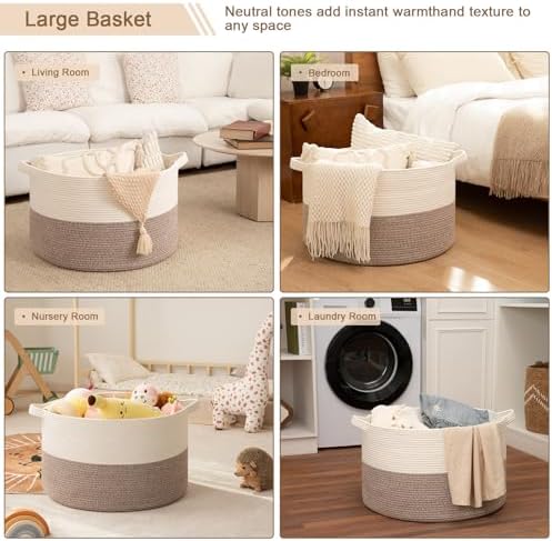 OIAHOMY 90L XXXLarge Blanket Basket Living Room Laundry Basket Brown - Image 5