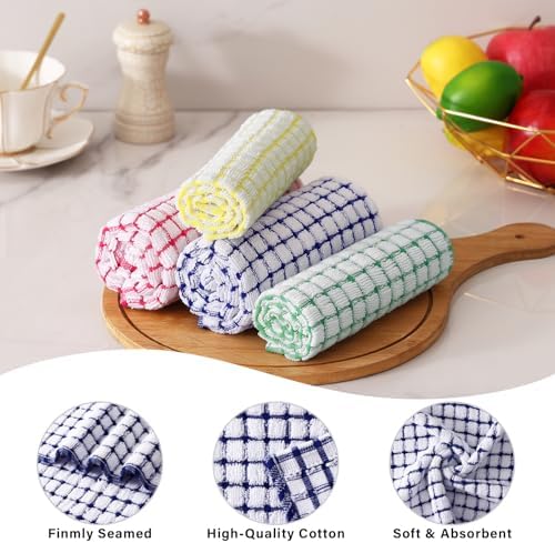 Kitinjoy Cotton 16 Pack Kitchen Towels and Dishcloths Sets, Mixed Color - Image 2
