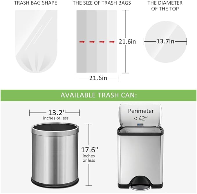 5 Gallon 180 Counts Small Clear Trash Bags Garbage Bags by RayPard, 18-20 Liter - Image 2