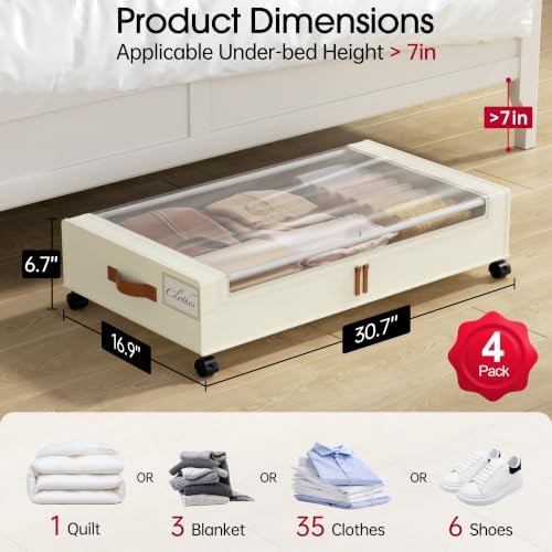 Yecaye 4 Pack Under Bed Storage - Image 2