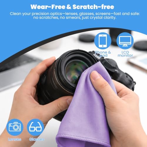 Puomue 12 Pack Microfiber Glass Cleaning Cloth, 10.8 Inch x 13.8 Inch, Lint - Image 5