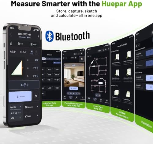 Huepar 200Ft Bluetooth Laser Measuring Tool S60-BT, APP Control, Rechargeable - Image 4