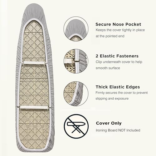 UniSimp Ironing Board Cover and Pad 18"x49" Extra Thick Natural Cotton - Image 4