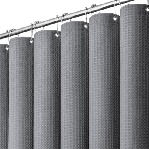Dynamene Stall Waffle Shower Curtain 256 GSM Heavy Fabric 60x84 Grey/Gray by Dynamene