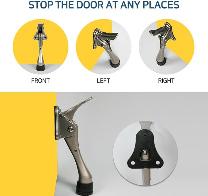 HASHI 4 Inch Kickdown Door Stopper, One Touch Step-On Door Holder, Adjustable - Image 3