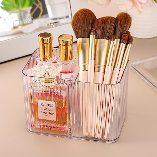Tbestmax Qtip Holder Dispenser 3-Section Clear Bathroom Organizer Jar 3 Grids - Image 7