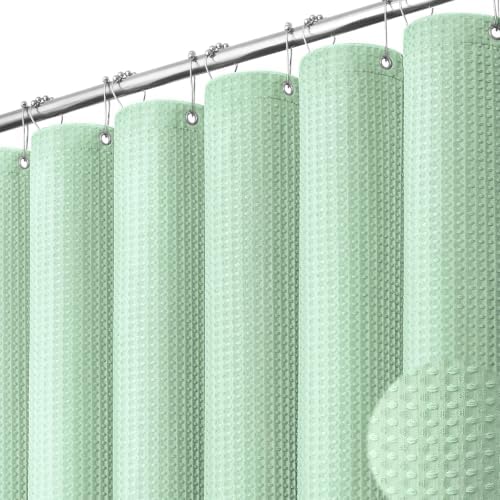 Dynamene Waffle Shower Curtain 256 GSM Heavy Duty Fabric 72" x72 Mint Green by Dynamene