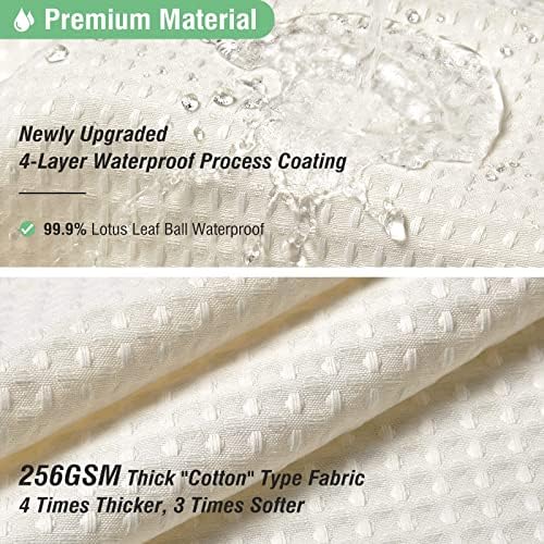 Dynamene Extra Wide Waffle Shower Curtain 256 GSM Fabric 108x72 Cream/Ivory - Image 4