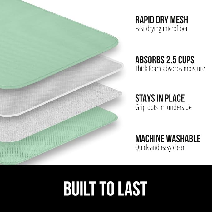 GORILLA GRIP Ultra Water Absorbent Microfiber Dish Drying Mat, 18x24 2 PK - Image 2