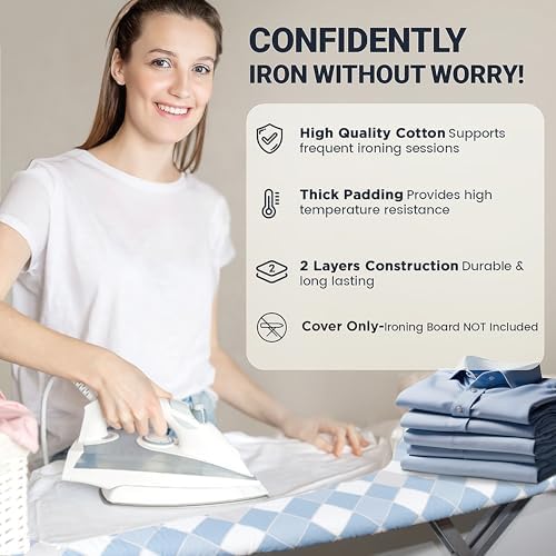 UniSimp Ironing Board Cover and Pad 15"x54" Extra Thick Natural Cotton - Image 5