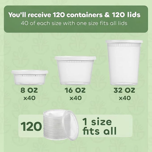 120 Sets Plastic Deli Containers - 8oz - Image 2