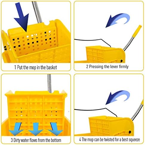 Industrial Mop Bucket with Wringer, Basics Side Press 5.28 Gallon Commercial - Image 4