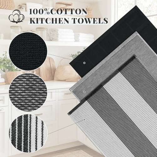 Homaxy 6 Pack Cotton Terry Premium Kitchen Towels, 18 x 28 in - Image 2