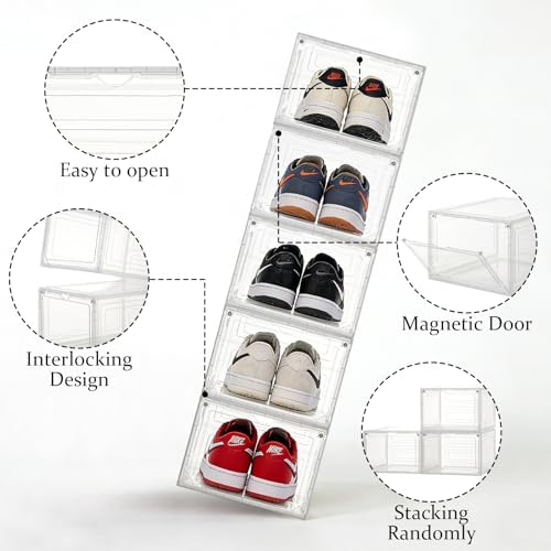 12 Pack Large Clear Shoe Storage Organizer Boxes - Image 3