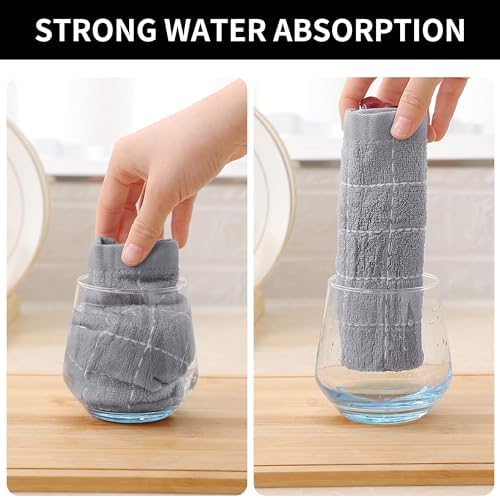 Homaxy 100% Cotton Terry Kitchen Towels, 7 Pack, Light Grey - Image 3