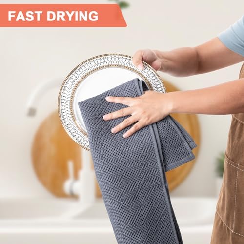 BOOMIBOO 6-Pack Dish Towels, 100% Cotton Waffle Weave, 13x28 in - Image 4