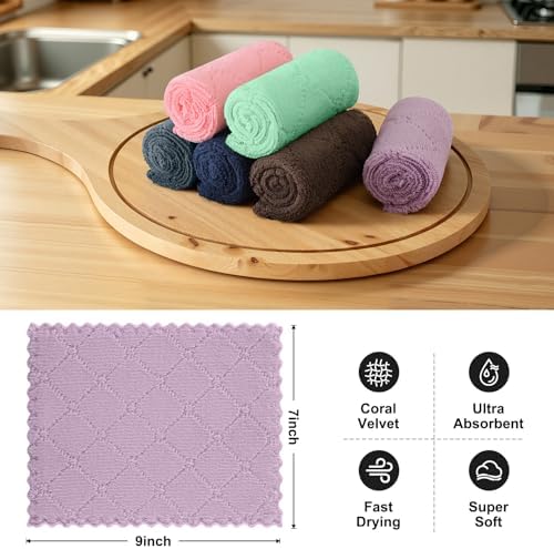 Homaxy Super Soft Absorbent 12 Pack Coral Velvet Dish Cloths - Image 2
