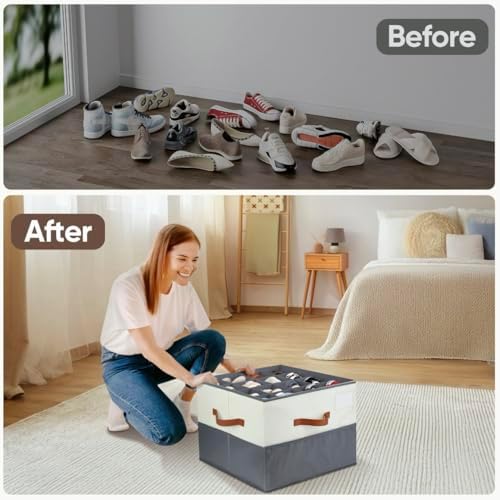 Shoe Organizer for Closet, Adjustable Storage Box Holds 16 Pairs - Image 6