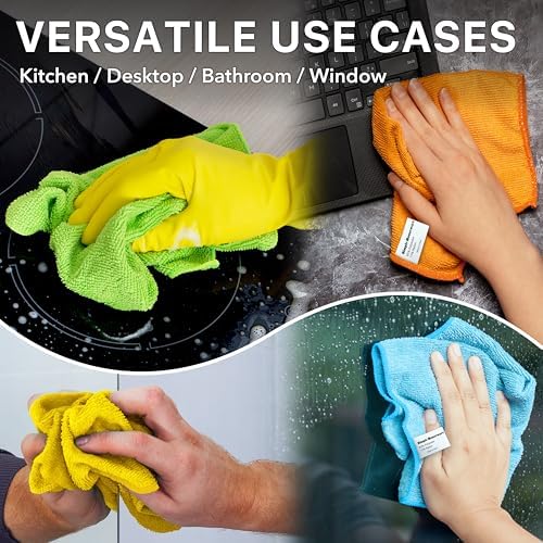 Simple Houseware 12" x 12" Microfiber Cleaning Cloth 50 Pack, 4 Colors - Image 7