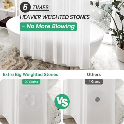 AmazerBath Plastic Shower Curtain 84 Inches Long, 72 x 84 Frosted Weighted - Image 2