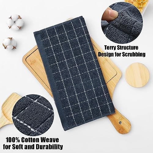 Homaxy 100% Cotton Terry Kitchen Dish Cloths, 7 Pack, Dark Grey - Image 2