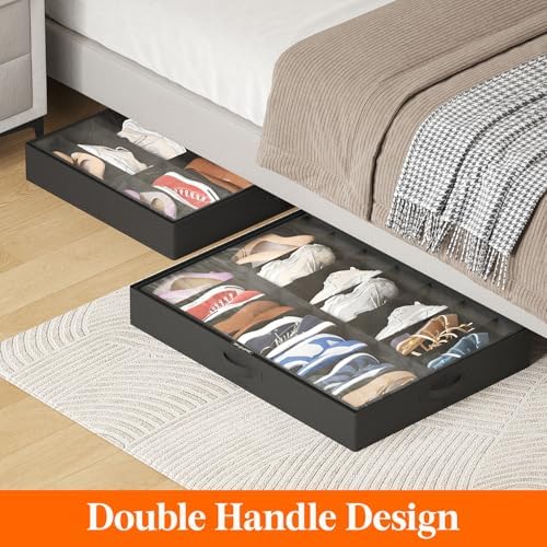 Lifewit Under Bed Shoe Storage Organizer 3 Pack, 4.3 Inches Profile Fabric - Image 5