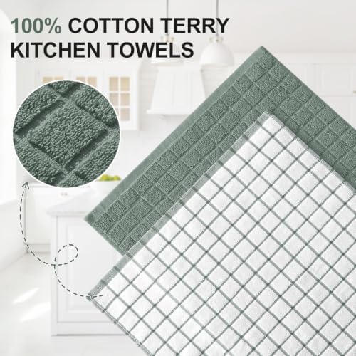 Homaxy Large Premium Cotton Kitchen Towels 16"x 28", 4 Pack, Sage Green - Image 2