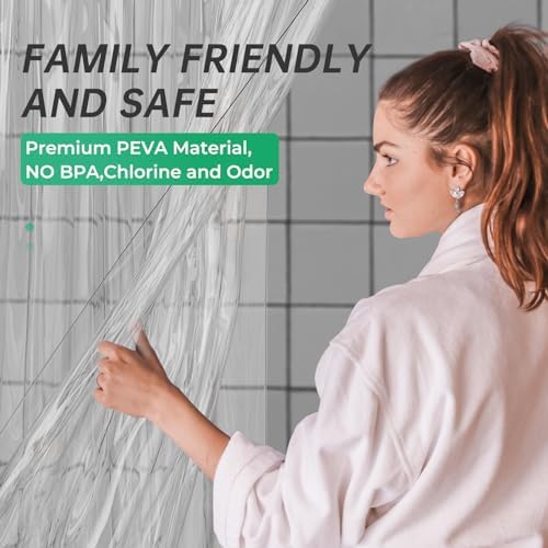 AmazerBath Plastic Shower Curtain Clear 72x74 Inches, Weighted Shower Curtains - Image 5