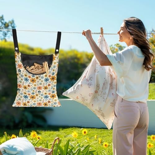 Floral Print Clothespin Bag Laundry Hanging Storage Organizer - Image 2