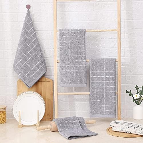 Homaxy 100% Cotton Terry Kitchen Towels, 7 Pack, Light Grey - Image 6