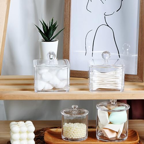SheeChung Square Acrylic Qtip Holder, 2 Pack Bathroom Canisters - Image 6