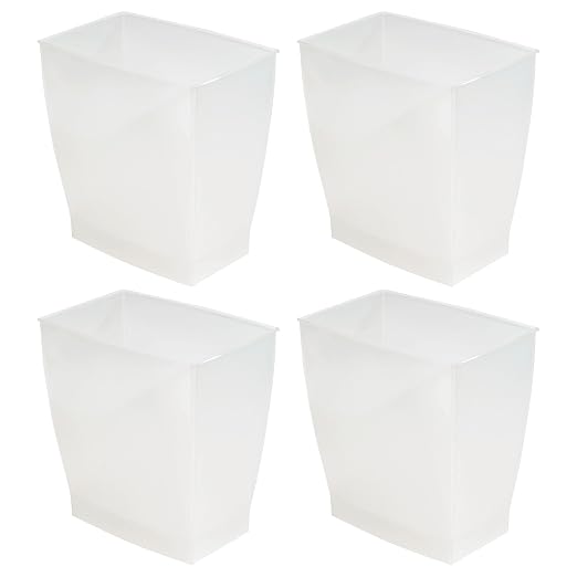 iDesign Small Plastic Bathroom Trash Can, Slim Rectangle, Frost | Bedroom - Image 8