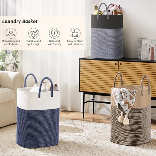 Artfeel Laundry Basket, Woven Cotton Rope Laundry Hamper, 60L Versatile Storage - Image 4