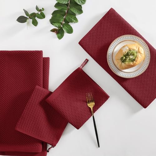 Homaxy 8 Pack 100% Cotton Kitchen Towels and Dishcloths Set - Image 6