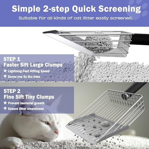 Cat Litter Scooper with Holder, Metal Litter Scoop Includes Portable Small - Image 4