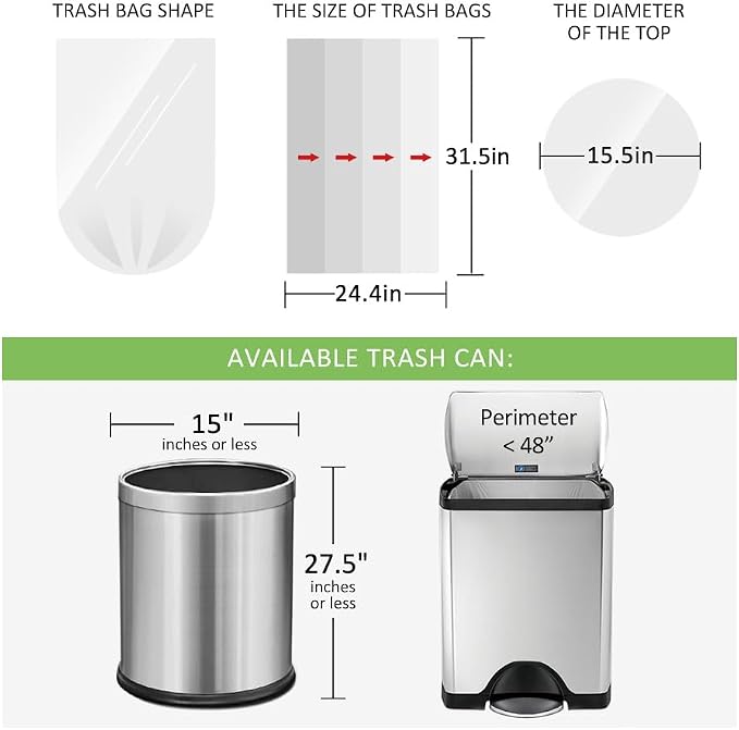 13 Gallon 100 Counts Strong Tall Kitchen Trash Bags Garbage Bags by RayPard - Image 2