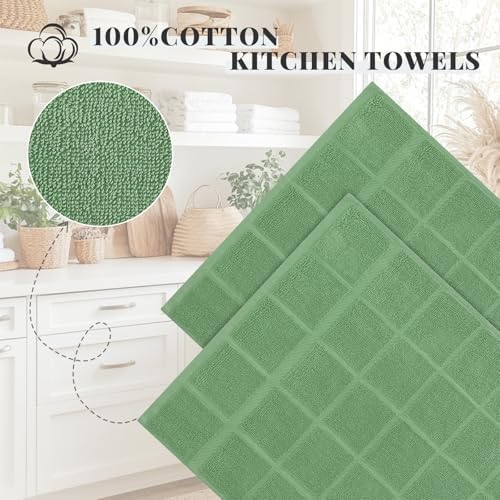 Homaxy 100% Cotton Kitchen Towels 18"x28", 8 Pack Dish Towels, Grass Green - Image 3
