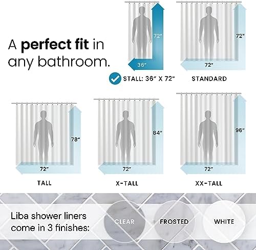 LiBa Shower Curtain PEVA 8G, 36x72 Inch Waterproof Clear - Image 2