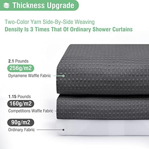Dynamene Extra Wide Waffle Shower Curtain 256 GSM 108"x72" Charcoal Grey - Image 2