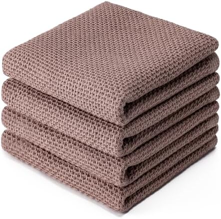 BOOMIBOO 4-Pack Dish Towels, 100% Cotton Waffle Weave, 13x28 in by BOOMIBOO