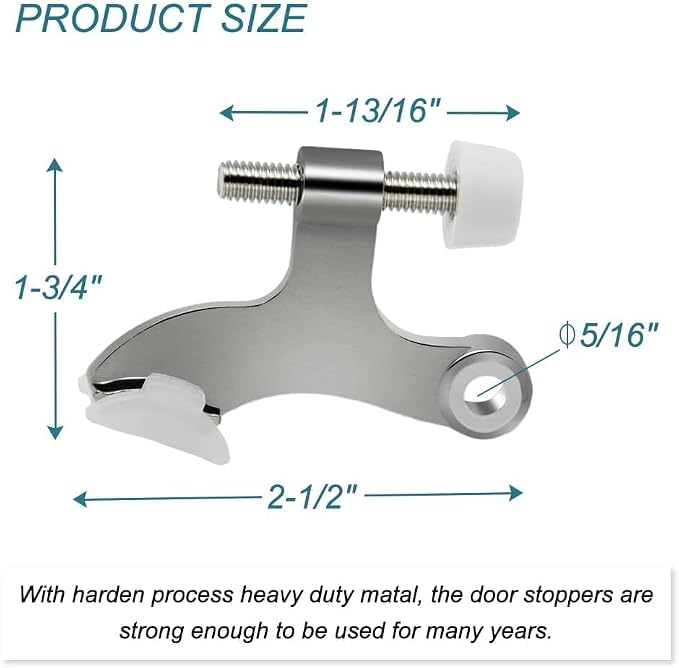 16 Pack Hinge Pin Brushed Nickel Door Stopper, Adjustable Heavy Duty Hinge Pin - Image 2