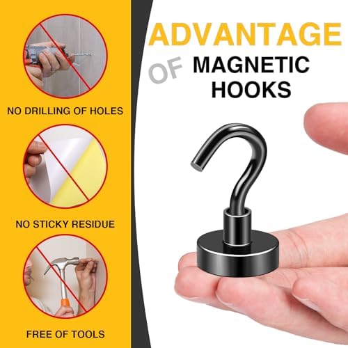 DIYMAG Magnetic Hooks, Strong Magents 10 Pack 50lbs - Image 6