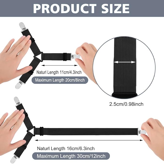Bed Sheet Holder Straps, Upgrade Non Slip Sheet Clips, Fitted Sheet Holders - Image 2
