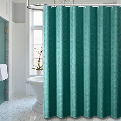 Dynamene Waffle Shower Curtain 256GSM Heavy Duty Fabric 72x72 Seaweed Green - Image 6