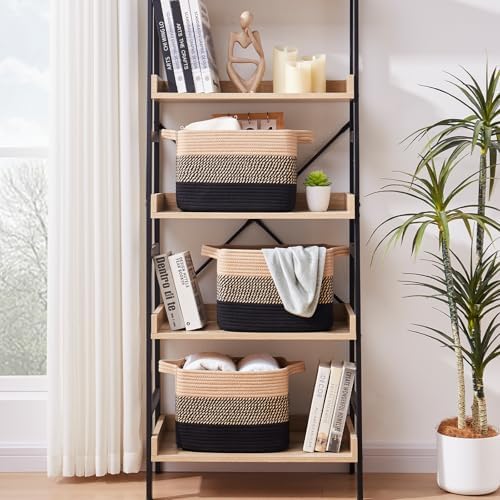 OIAHOMY 30L Storage Basket Large Blanket Basket Living Room Black & Brown - Image 4