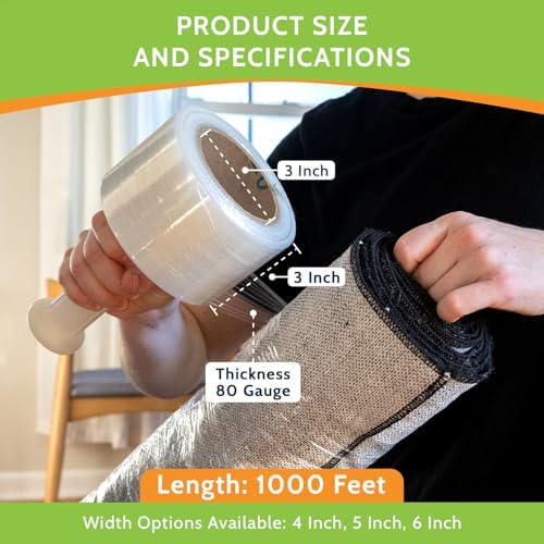 PSBM Mini Stretch Wrap with Plastic Handle 648 Rolls 3 Inch x 1000 Feet 80 - Image 5