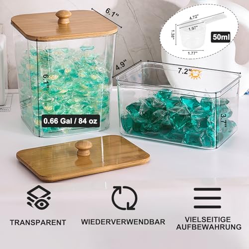 FUSHITON Laundry Pods Storage Container, 2+1 Set Clear Storage Bins - Image 5