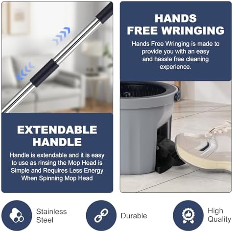 Spin Mop and Bucket System with180-Degree Rotating Head - Image 4